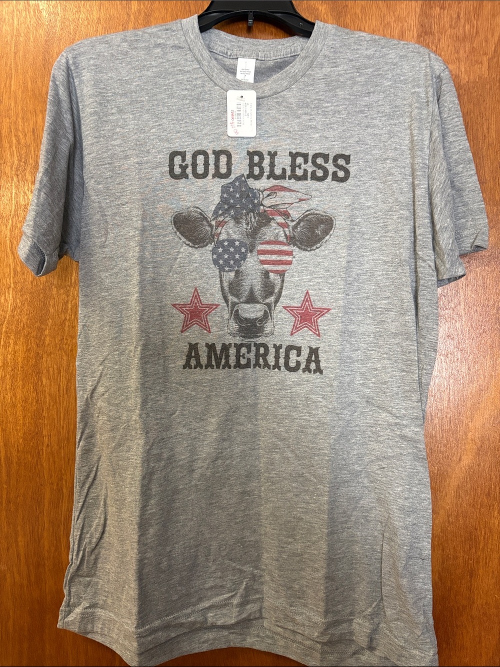 God Bless America Graphic Tee - Gray sz M